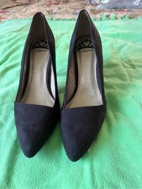 Black fabric heels